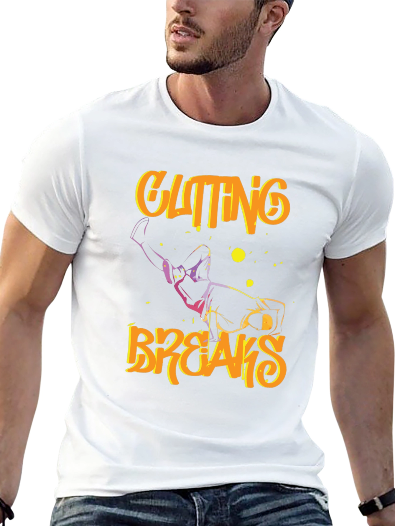 Cutting Breaks Graphic Print Black T-Shirt