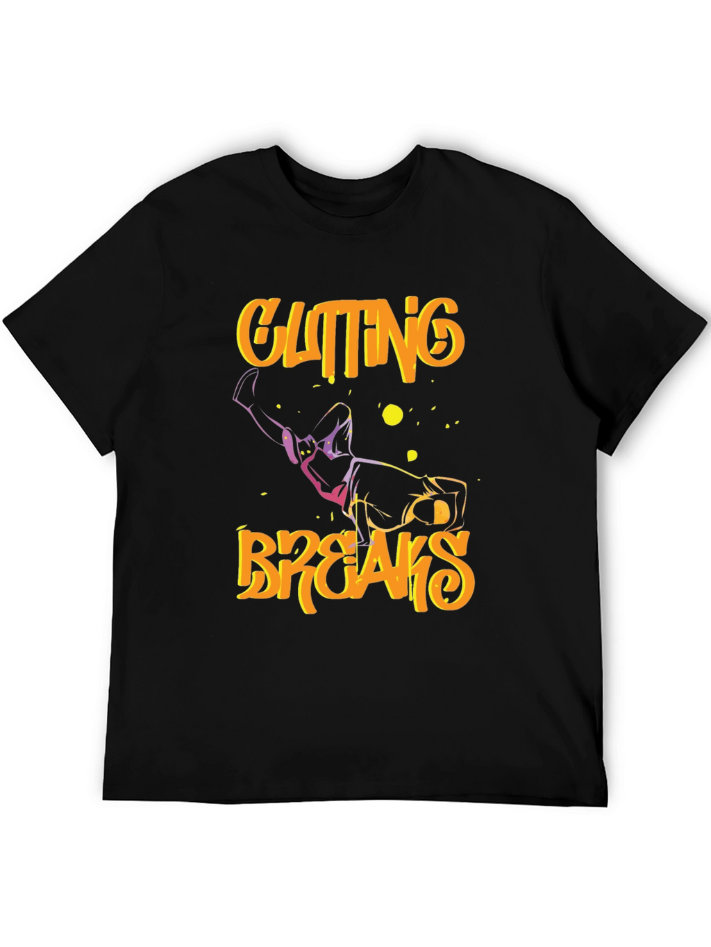 Cutting Breaks Graphic Print Black T-Shirt