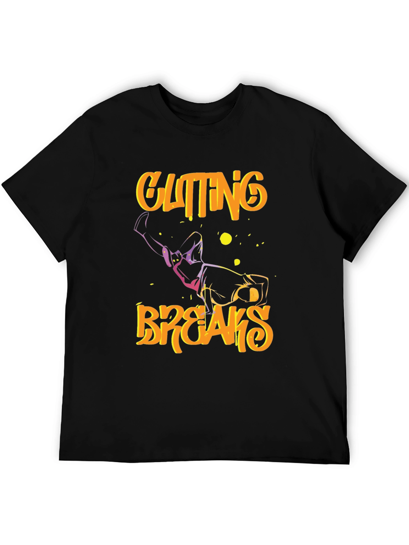 Cutting Breaks Graphic Print Black T-Shirt