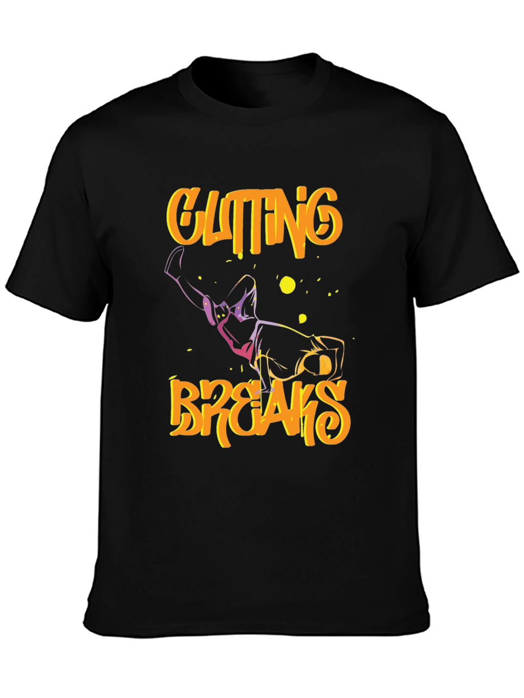 Cutting Breaks Graphic Print Black T-Shirt