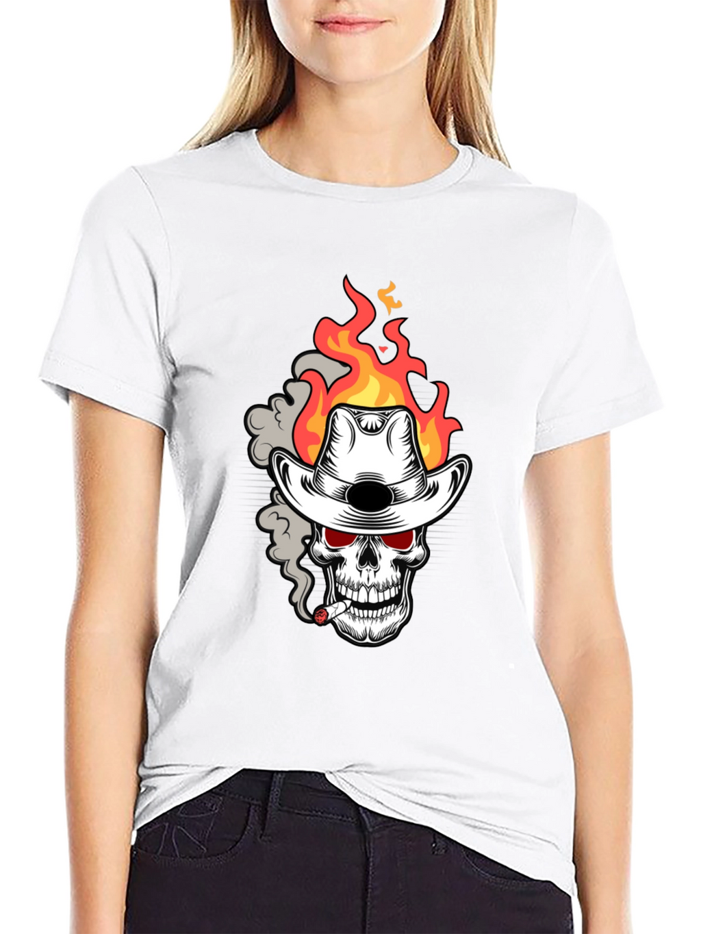 Flaming Skull Cowboy T-Shirt