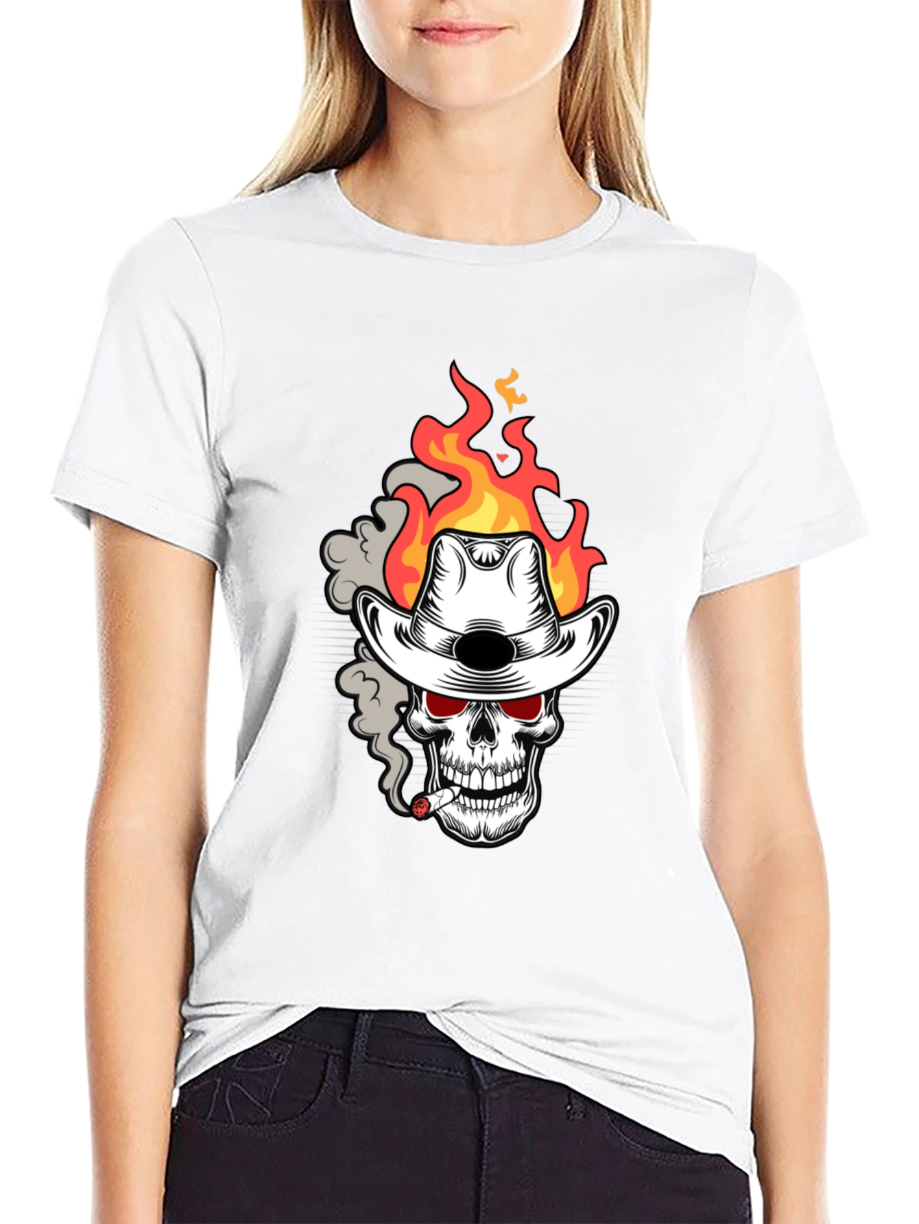 Flaming Skull Cowboy T-Shirt