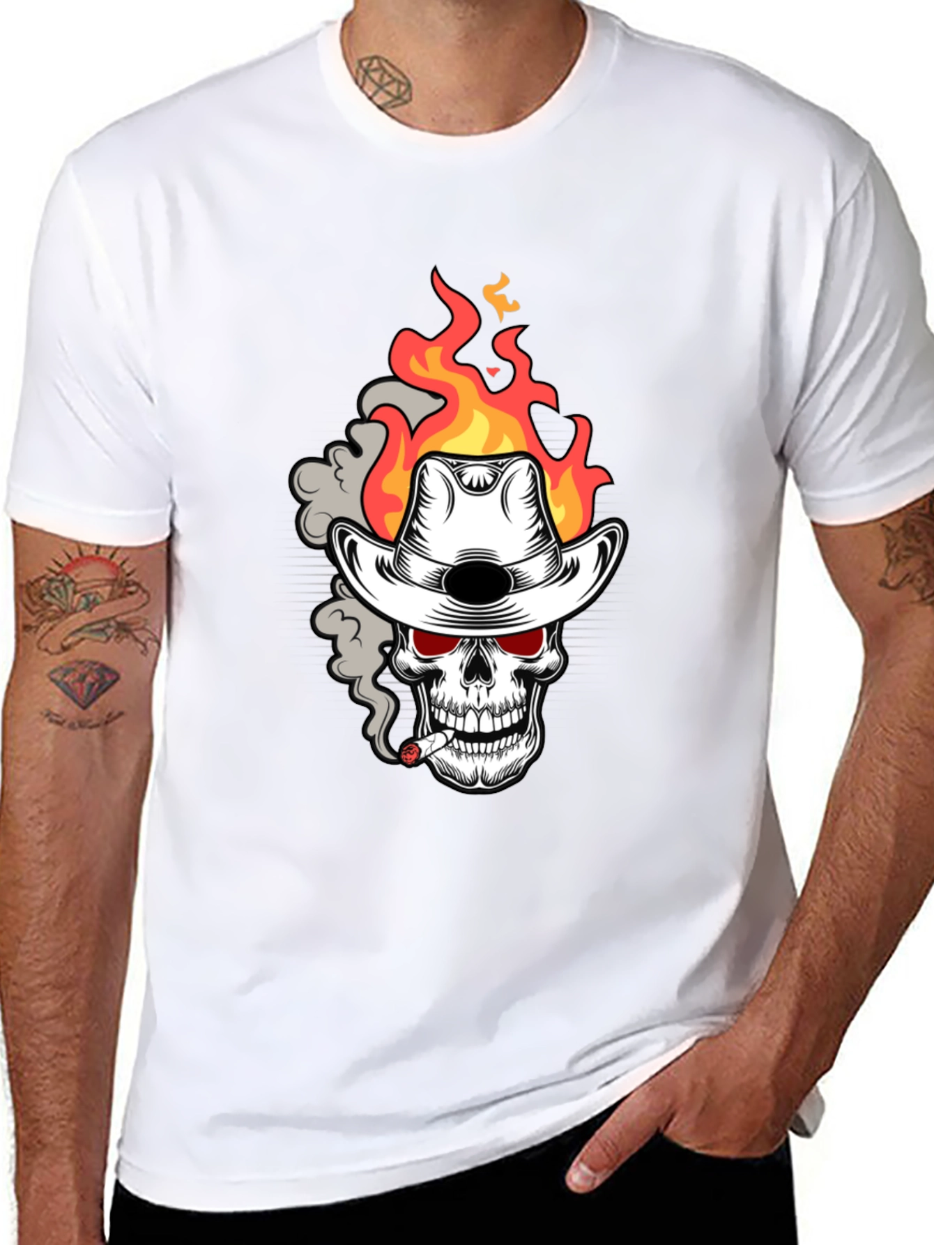 Flaming Skull Cowboy T-Shirt