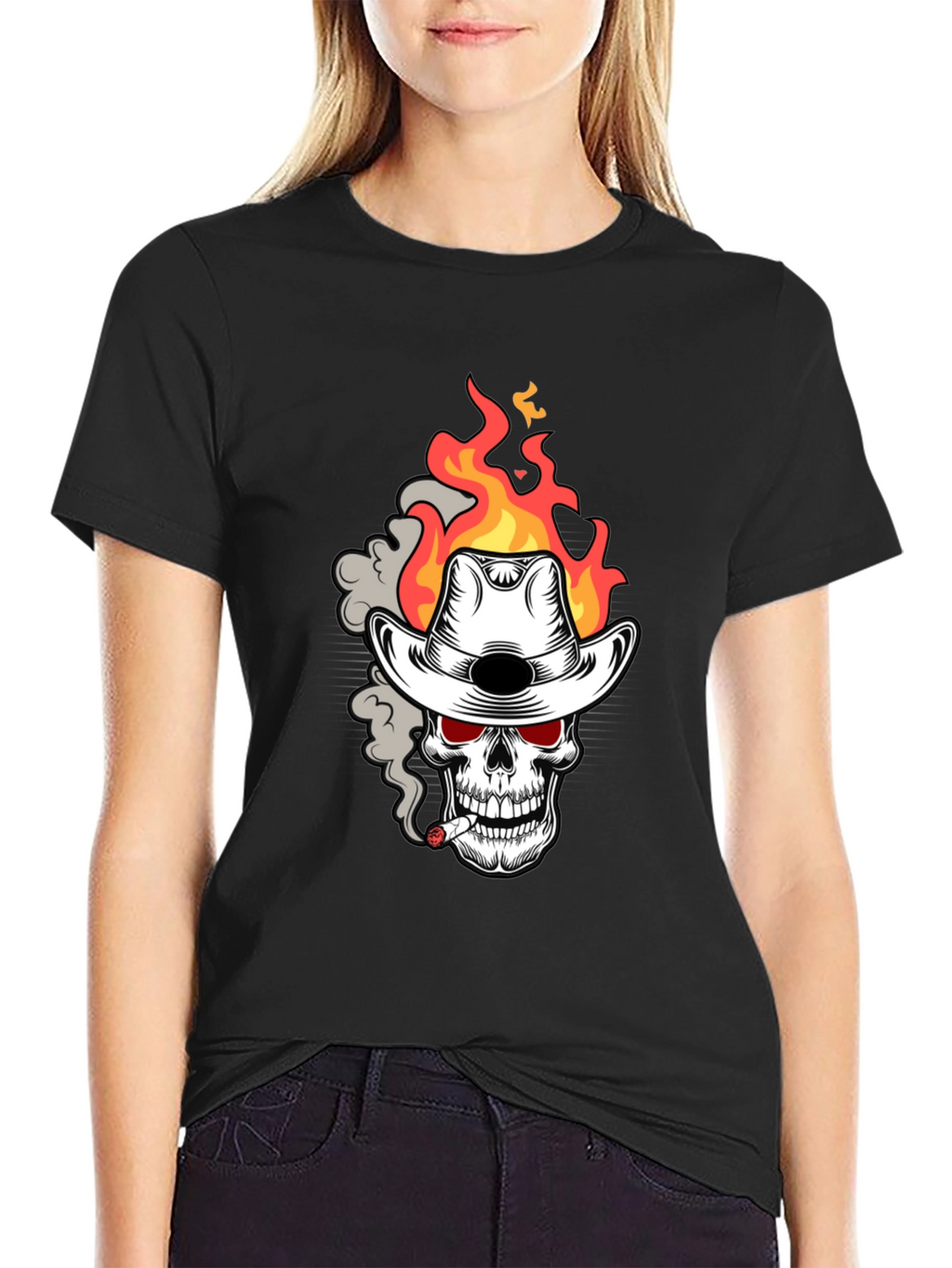 Flaming Skull Cowboy T-Shirt