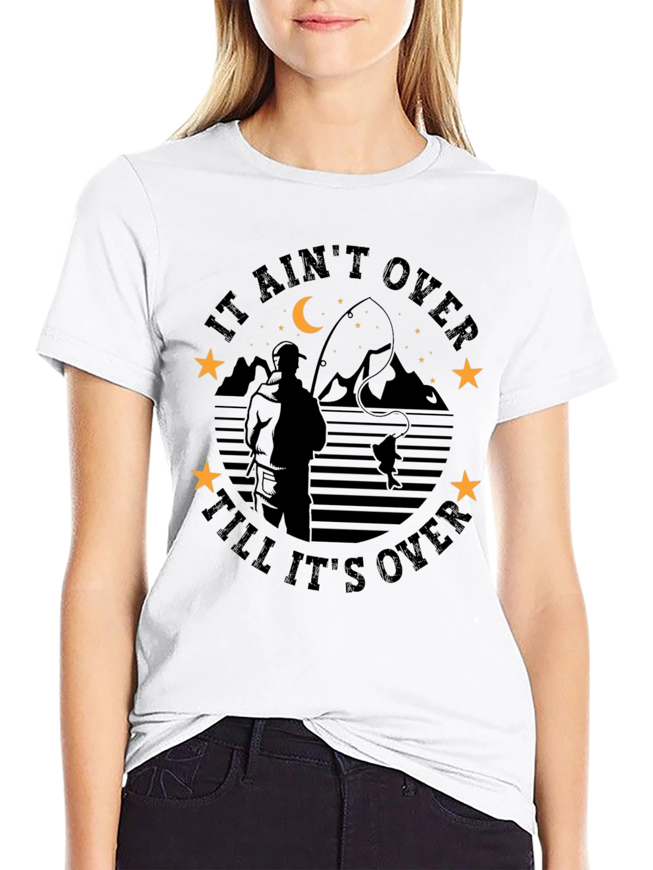 Fishing Silhouette T-Shirt - It Aint Over