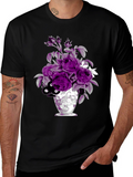 Floral Vase Graphic Tee - Unique Design