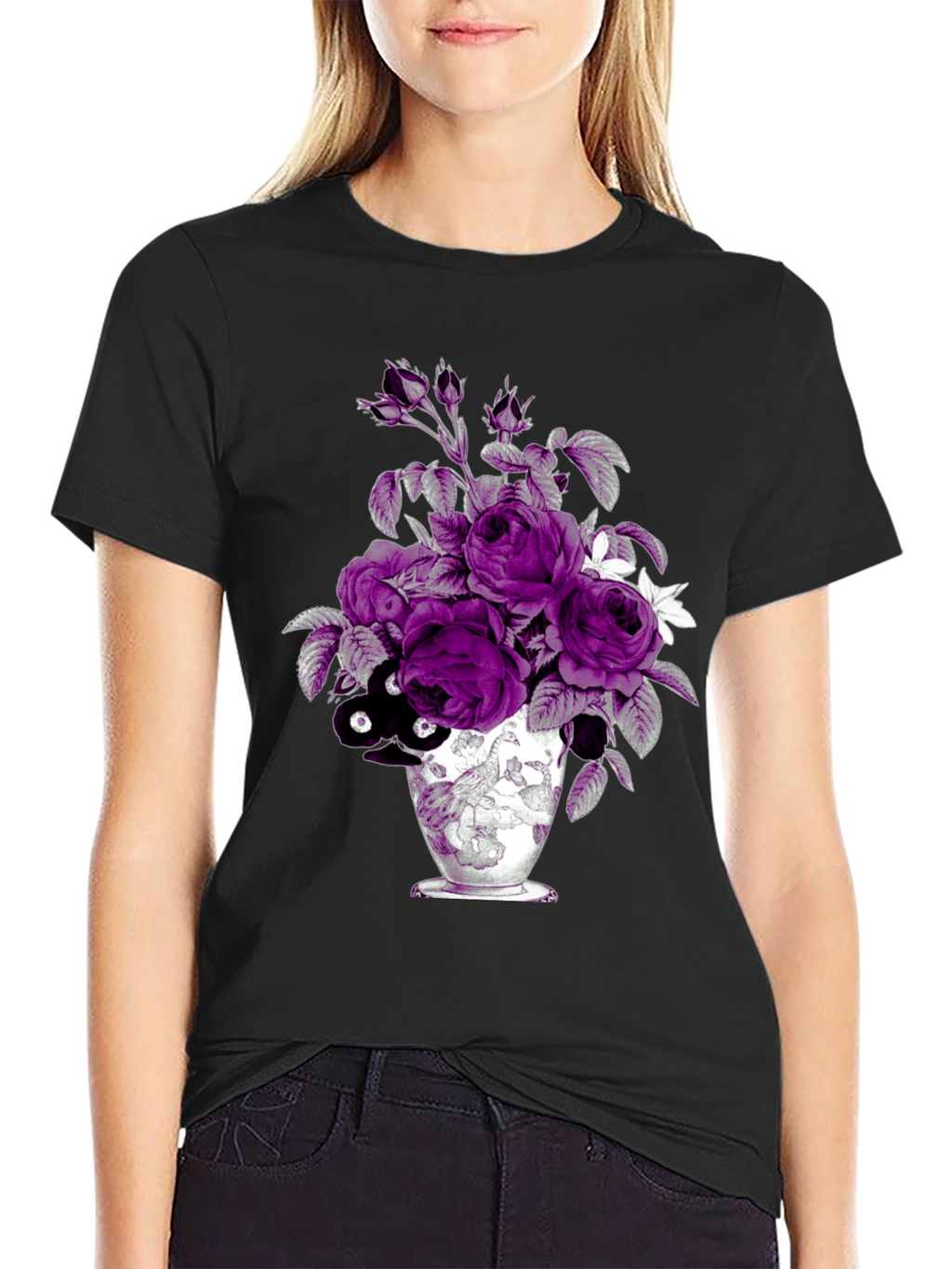 Floral Vase Graphic Tee - Unique Design