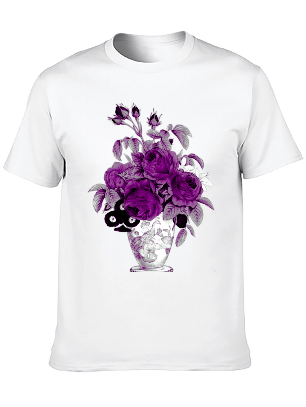 Floral Vase Graphic Tee - Unique Design