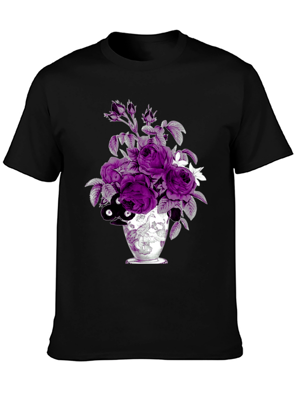 Floral Vase Graphic Tee - Unique Design