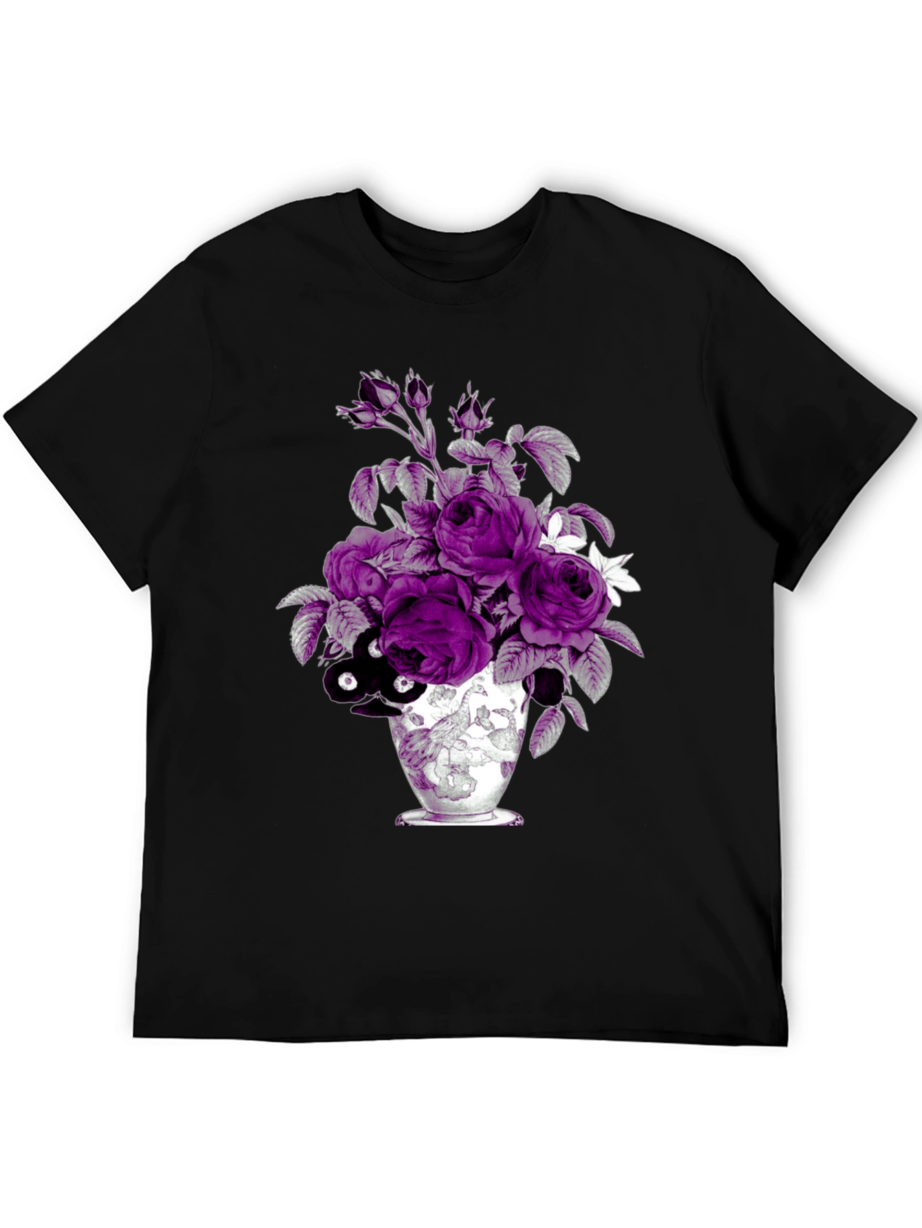 Floral Vase Graphic Tee - Unique Design