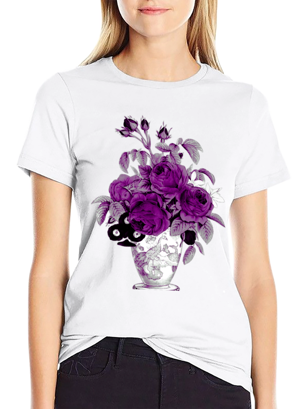 Floral Vase Graphic Tee - Unique Design