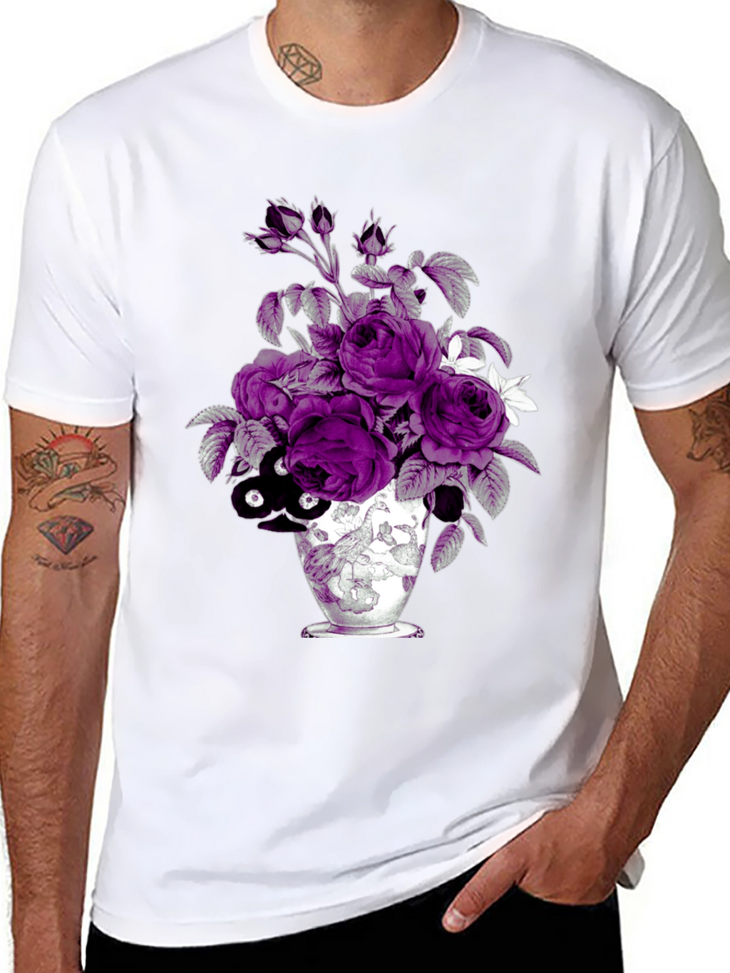 Floral Vase Graphic Tee - Unique Design