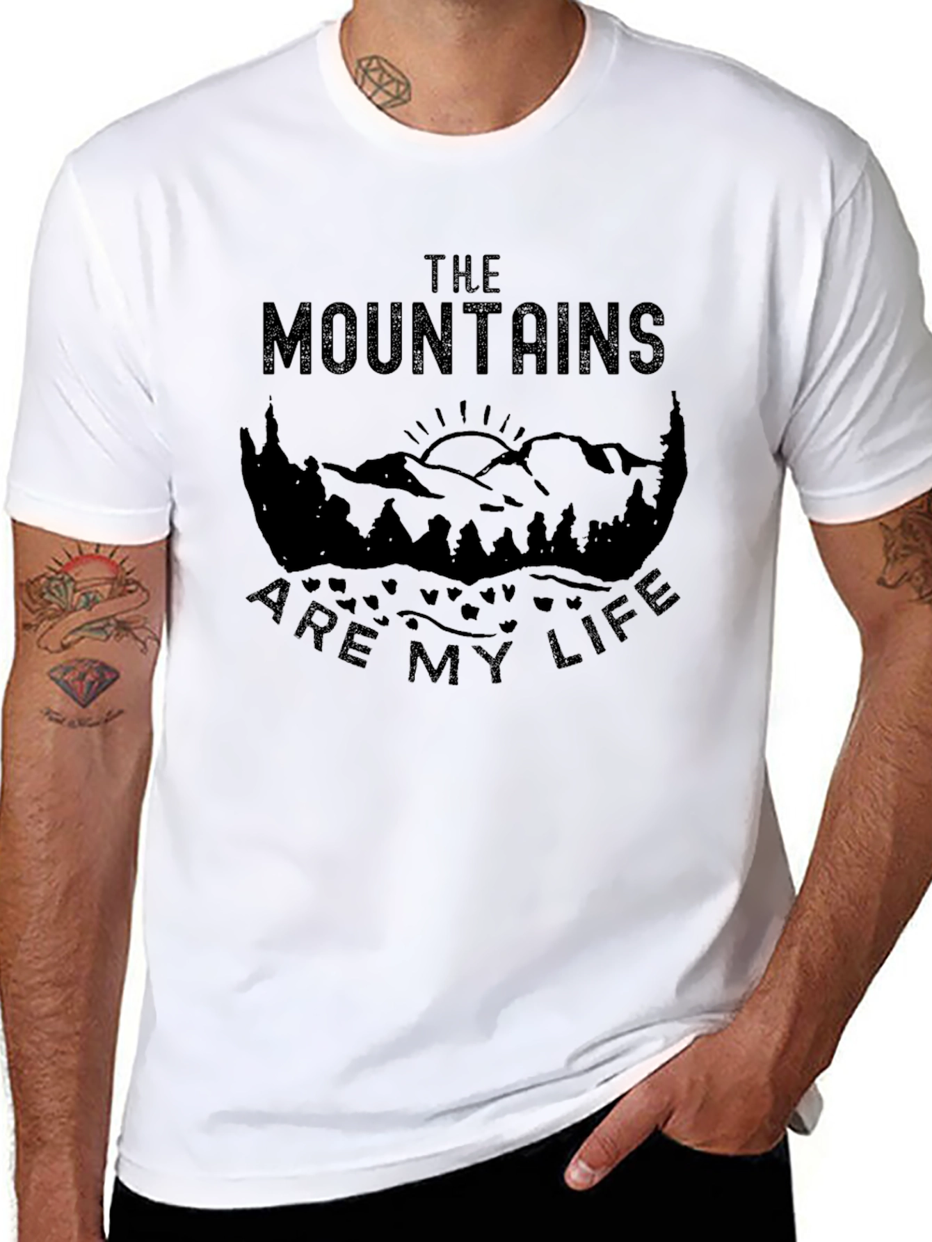 Mountains Are My Life Graphic Tee - Black