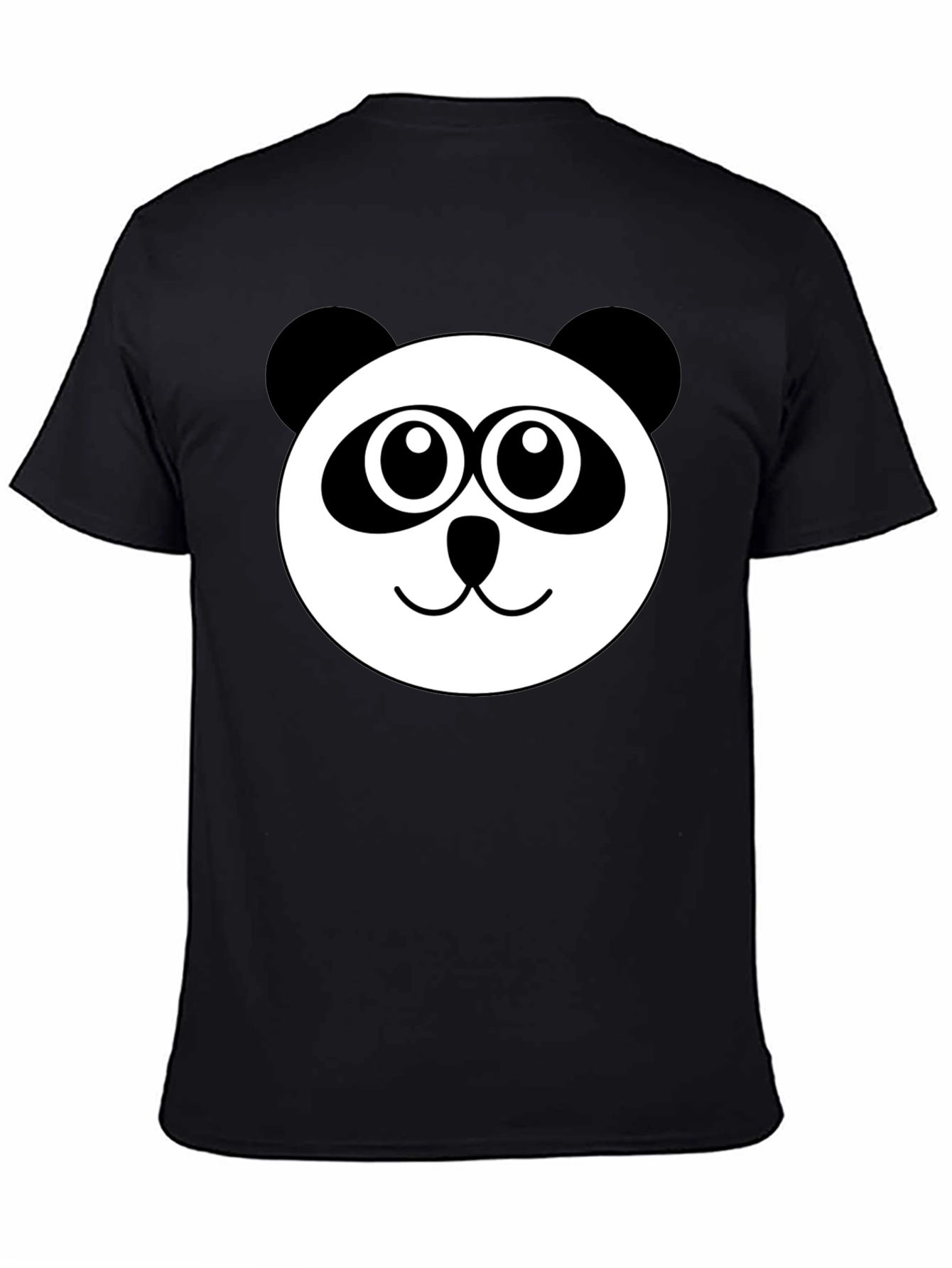 Cute Panda Face Black T-Shirt