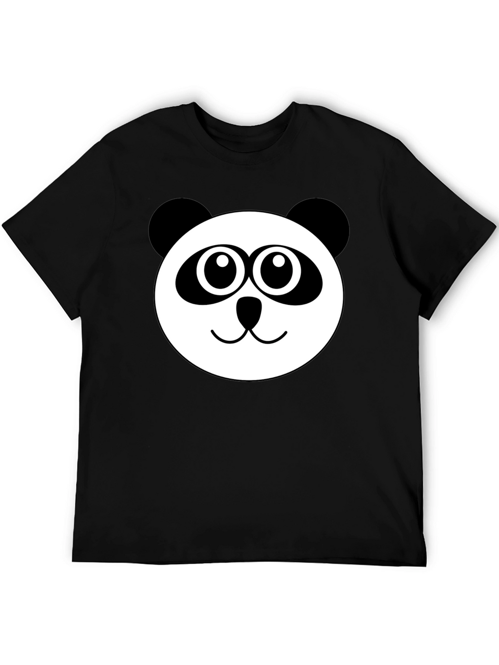 Cute Panda Face Black T-Shirt