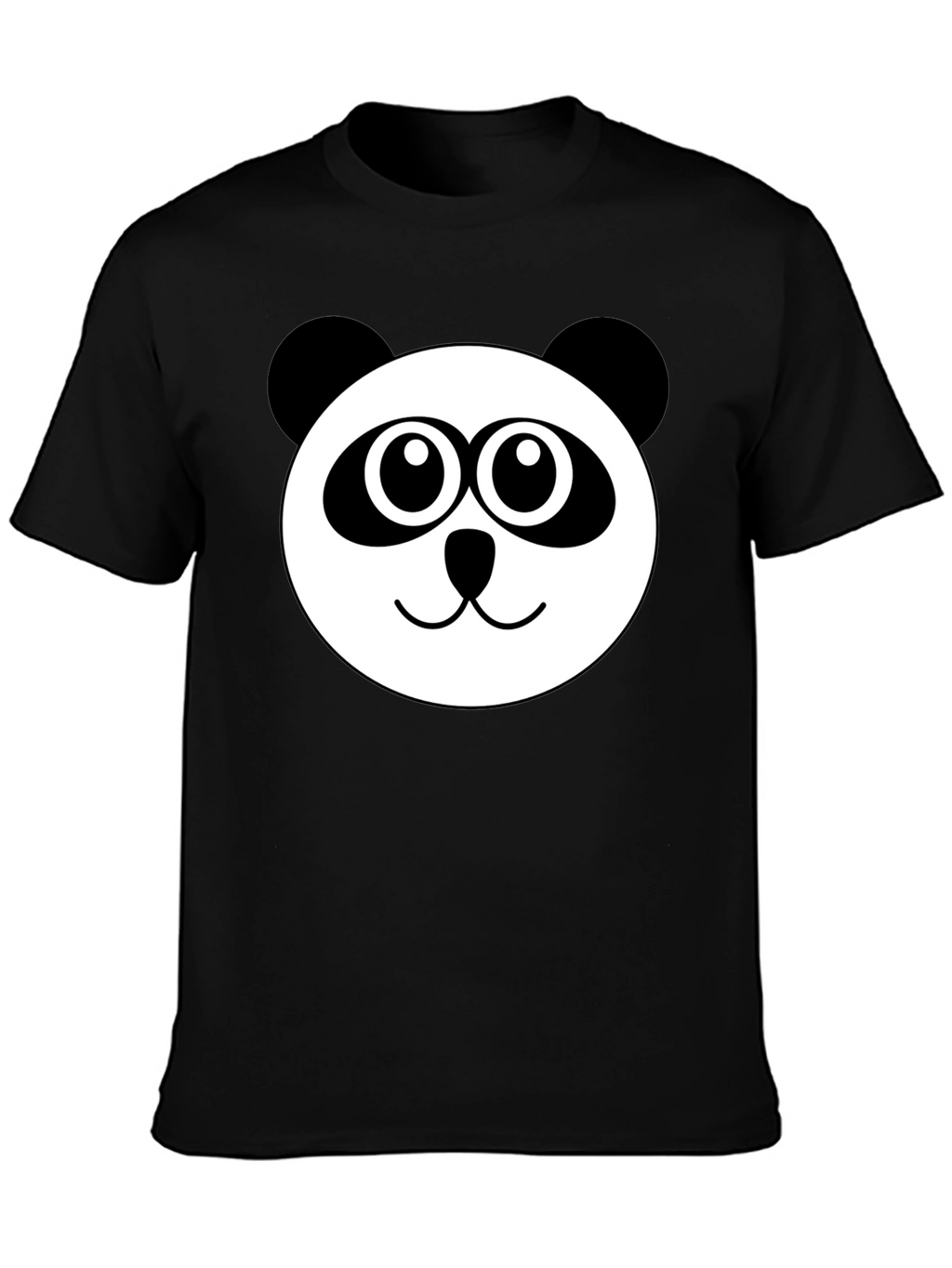 Cute Panda Face Black T-Shirt