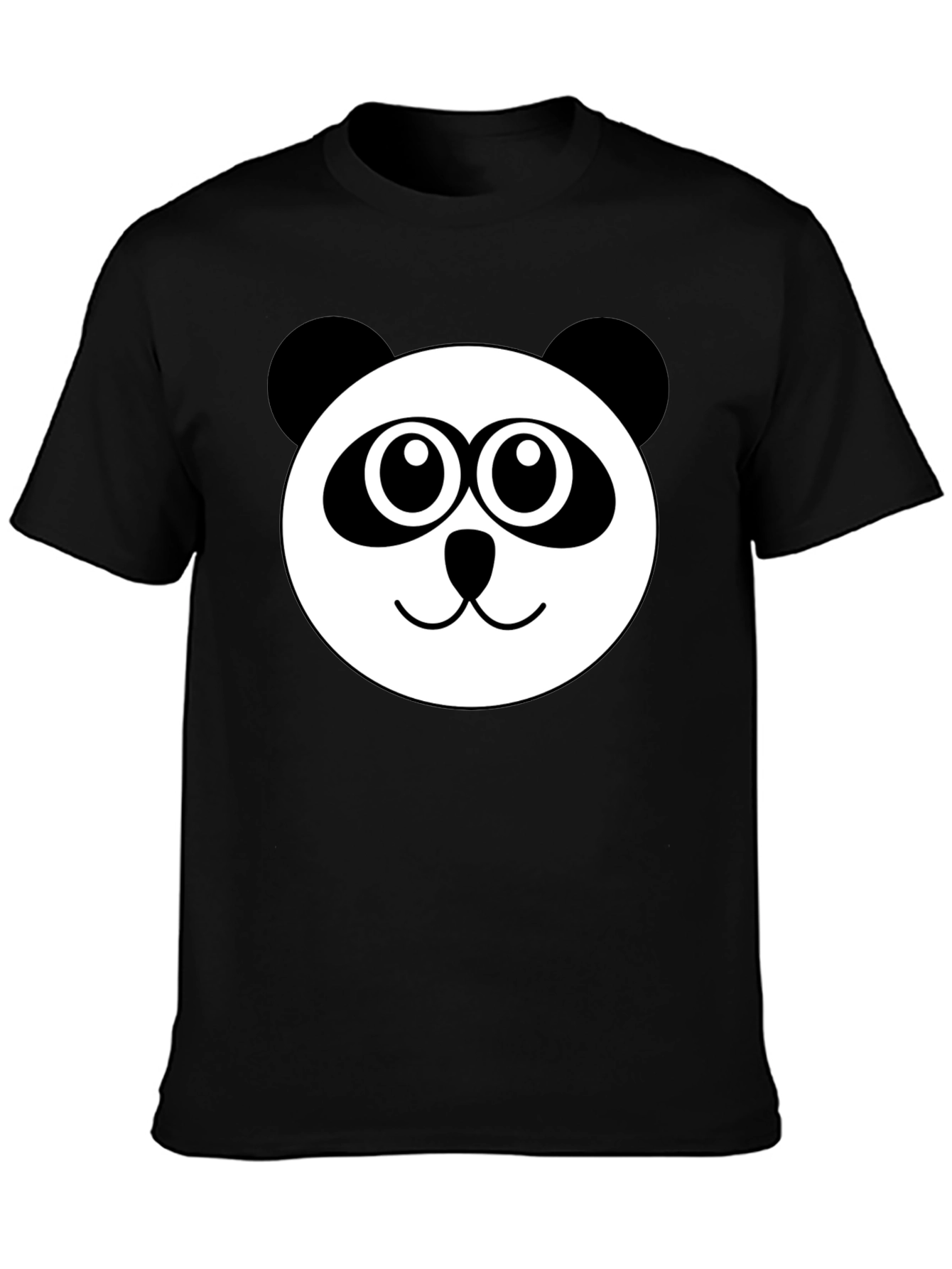 Cute Panda Face Black T-Shirt