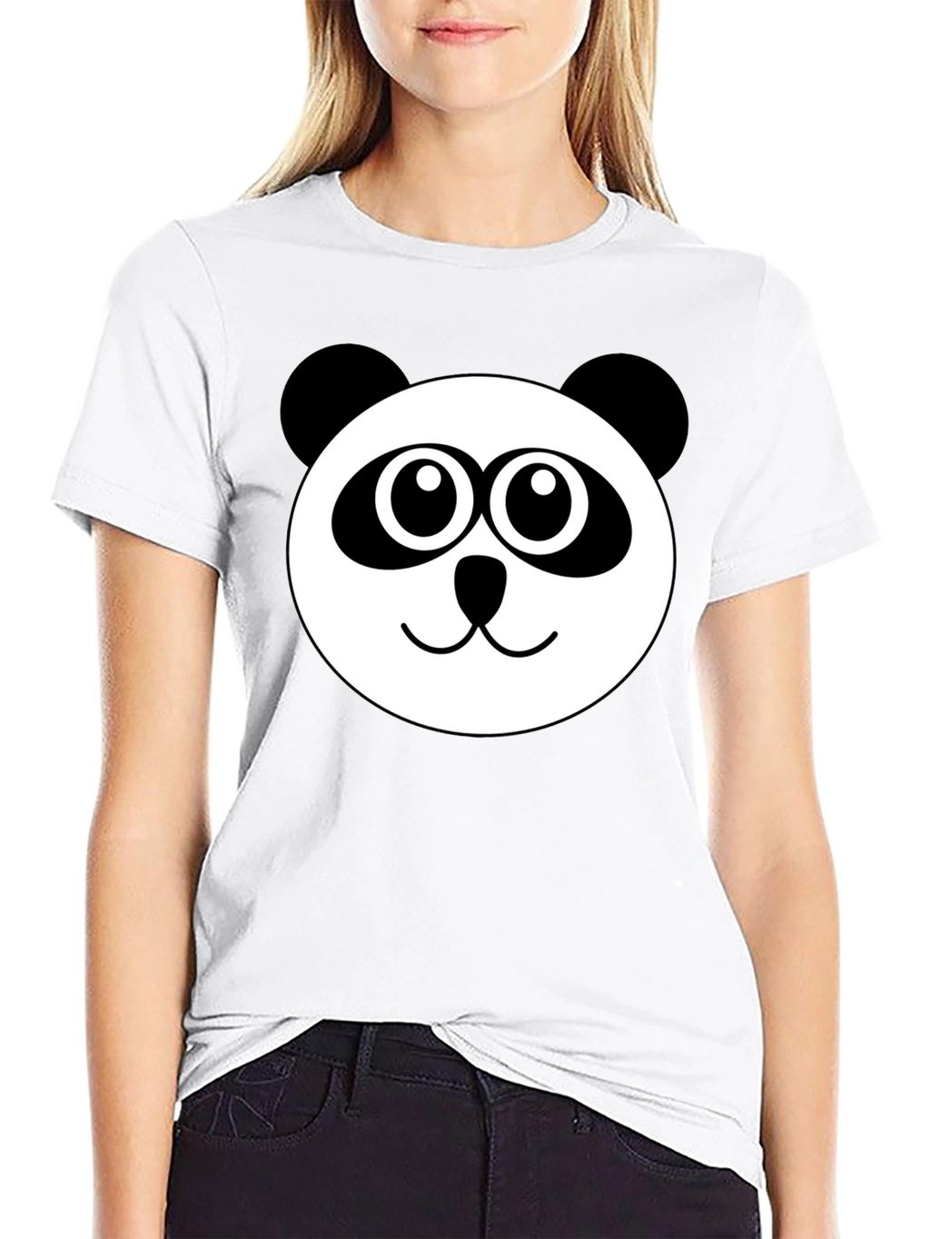 Cute Panda Face Black T-Shirt