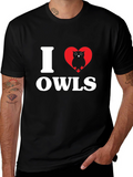 I Love Owls Graphic T-Shirt - Casual Cotton Tee