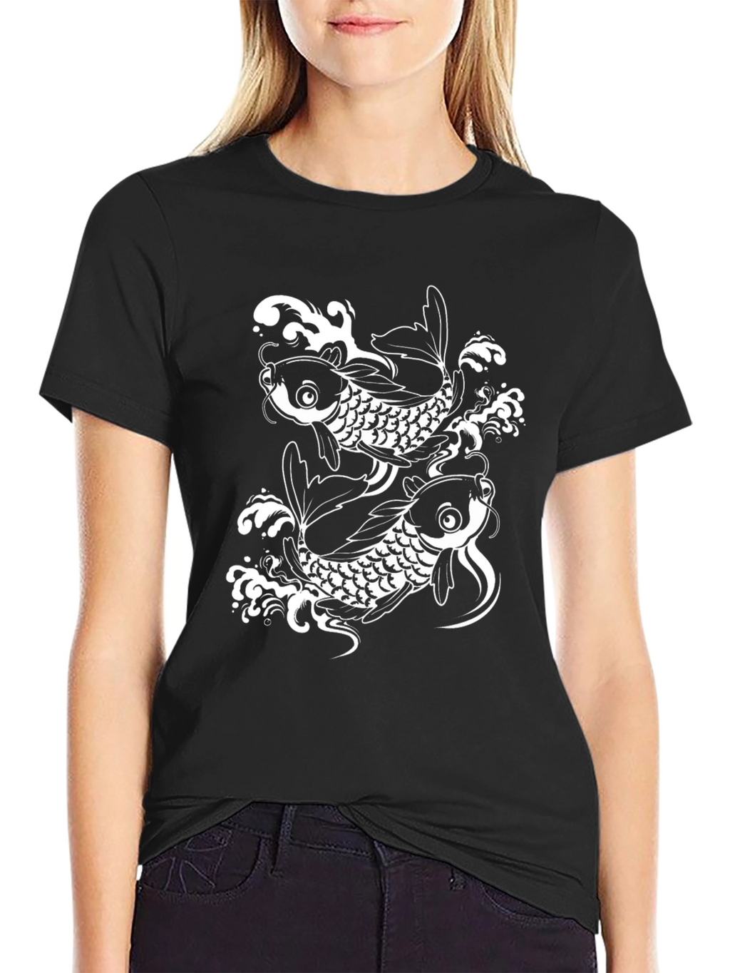 Black Koi Fish Graphic Tee