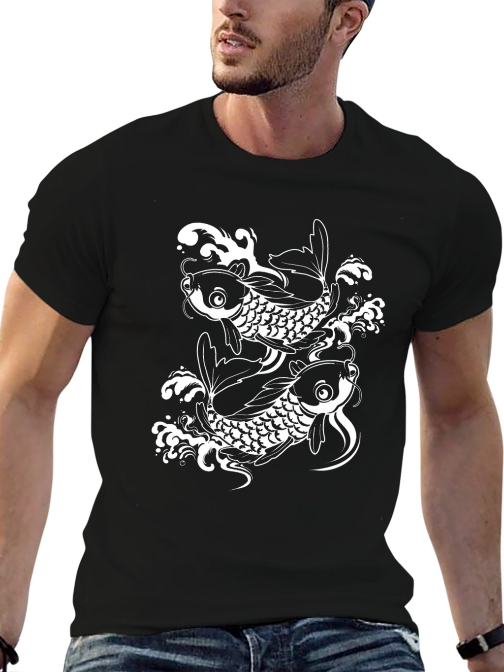 Black Koi Fish Graphic Tee