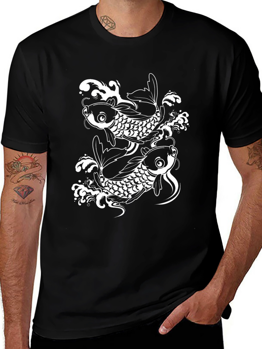 Black Koi Fish Graphic Tee