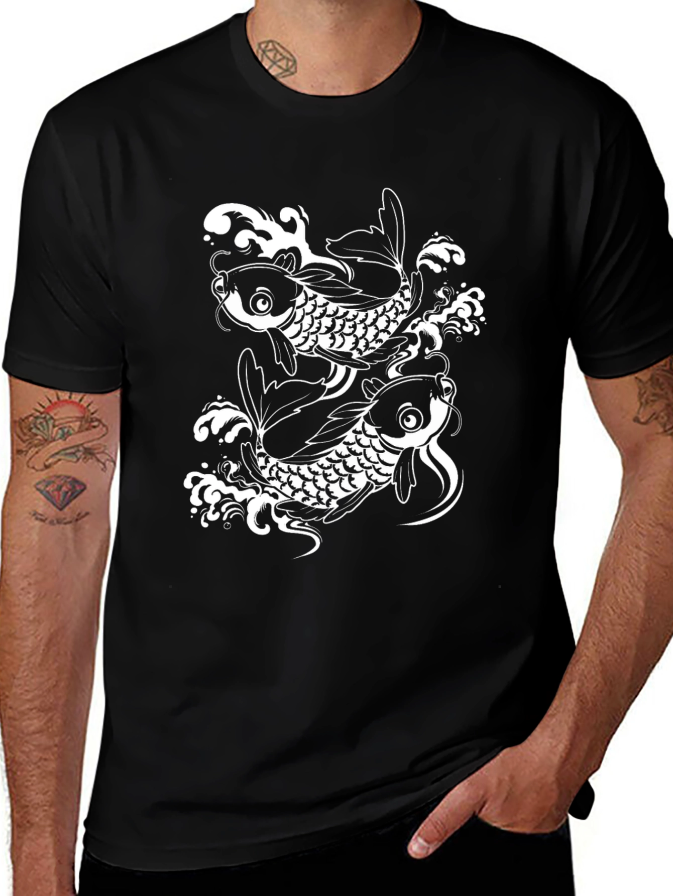 Black Koi Fish Graphic Tee