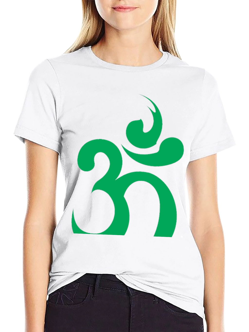 Om Symbol T-Shirt - Black with Green Design