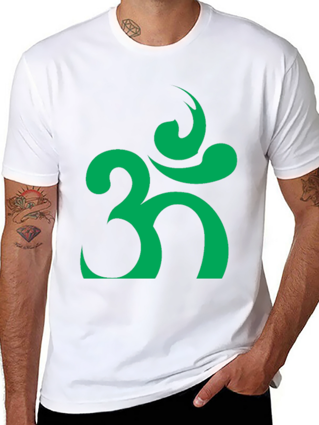 Om Symbol T-Shirt - Black with Green Design