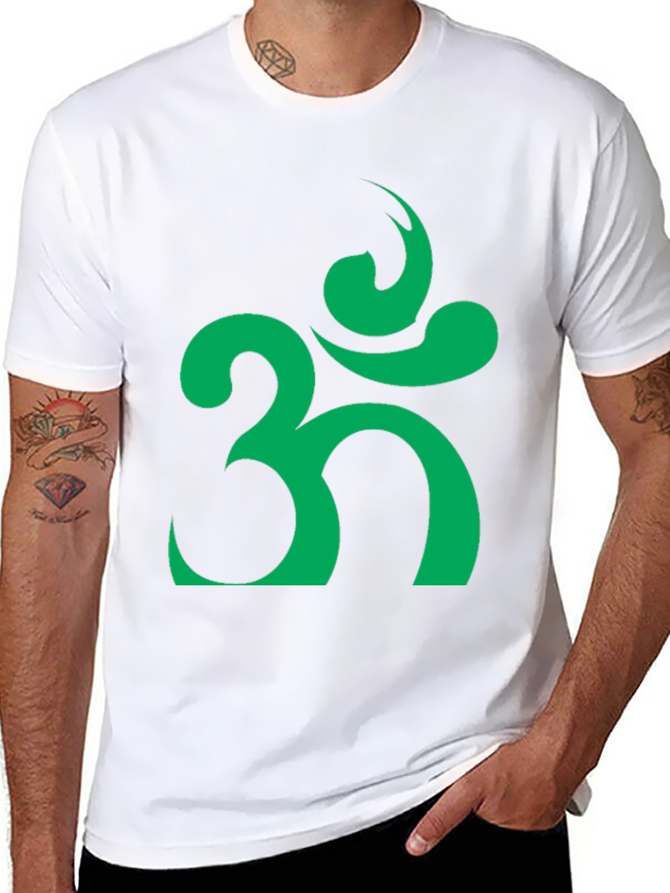 Om Symbol T-Shirt - Black with Green Design