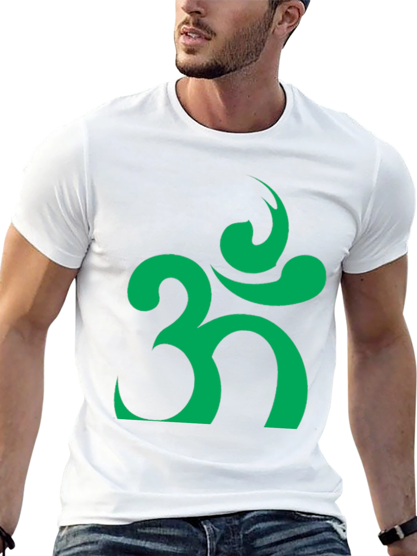 Om Symbol T-Shirt - Black with Green Design