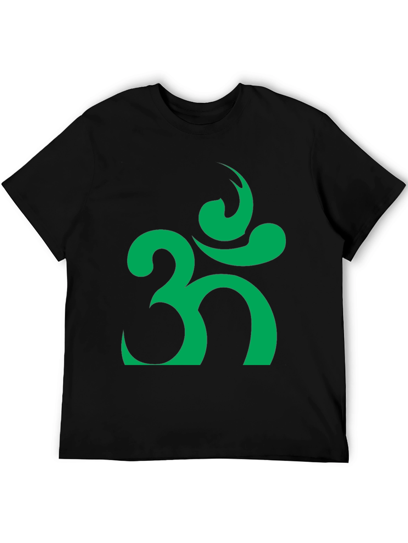 Om Symbol T-Shirt - Black with Green Design