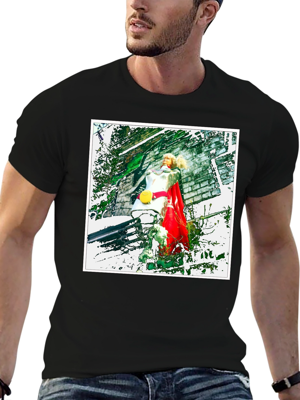 Black T-Shirt with Unique Artistic Print