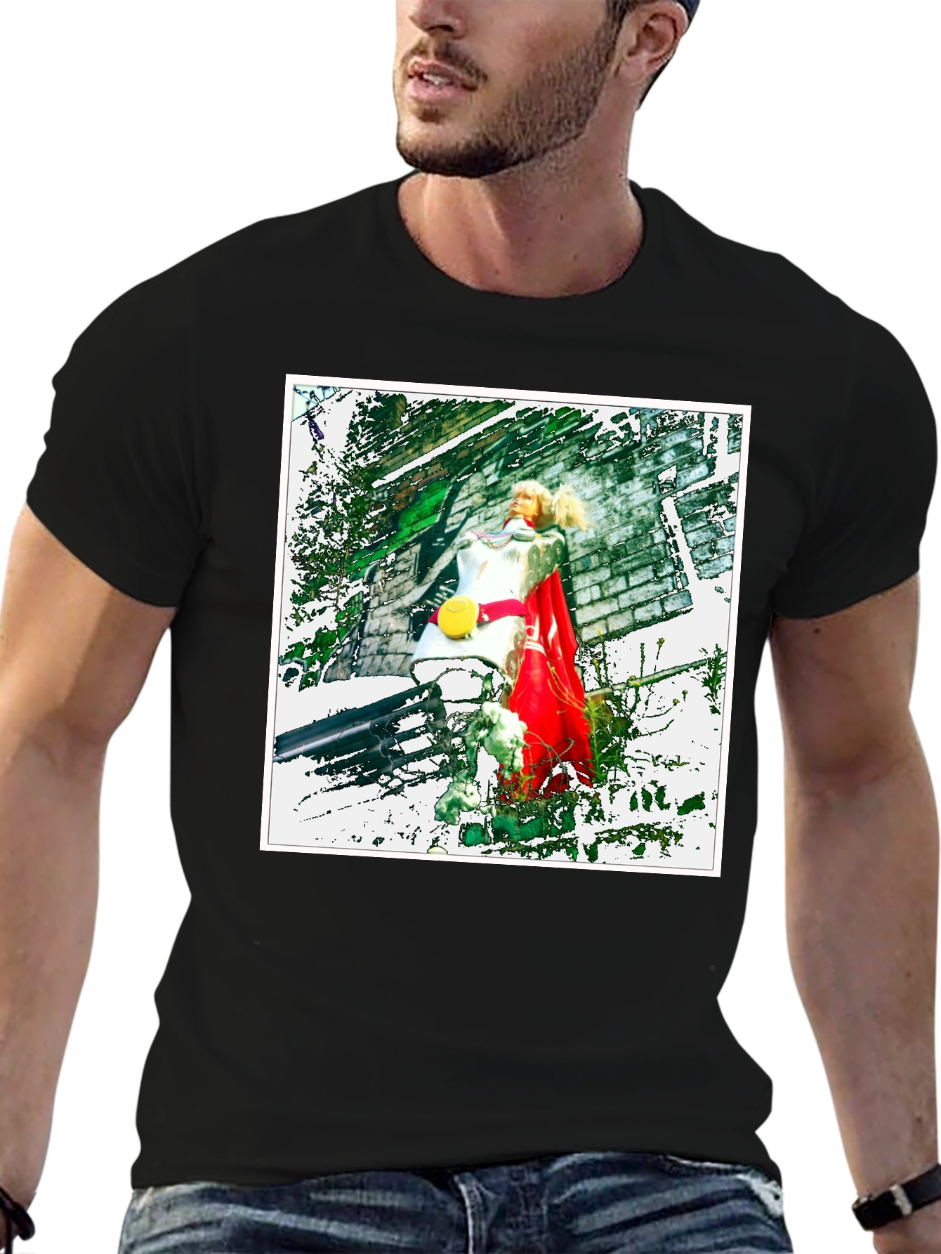 Black T-Shirt with Unique Artistic Print