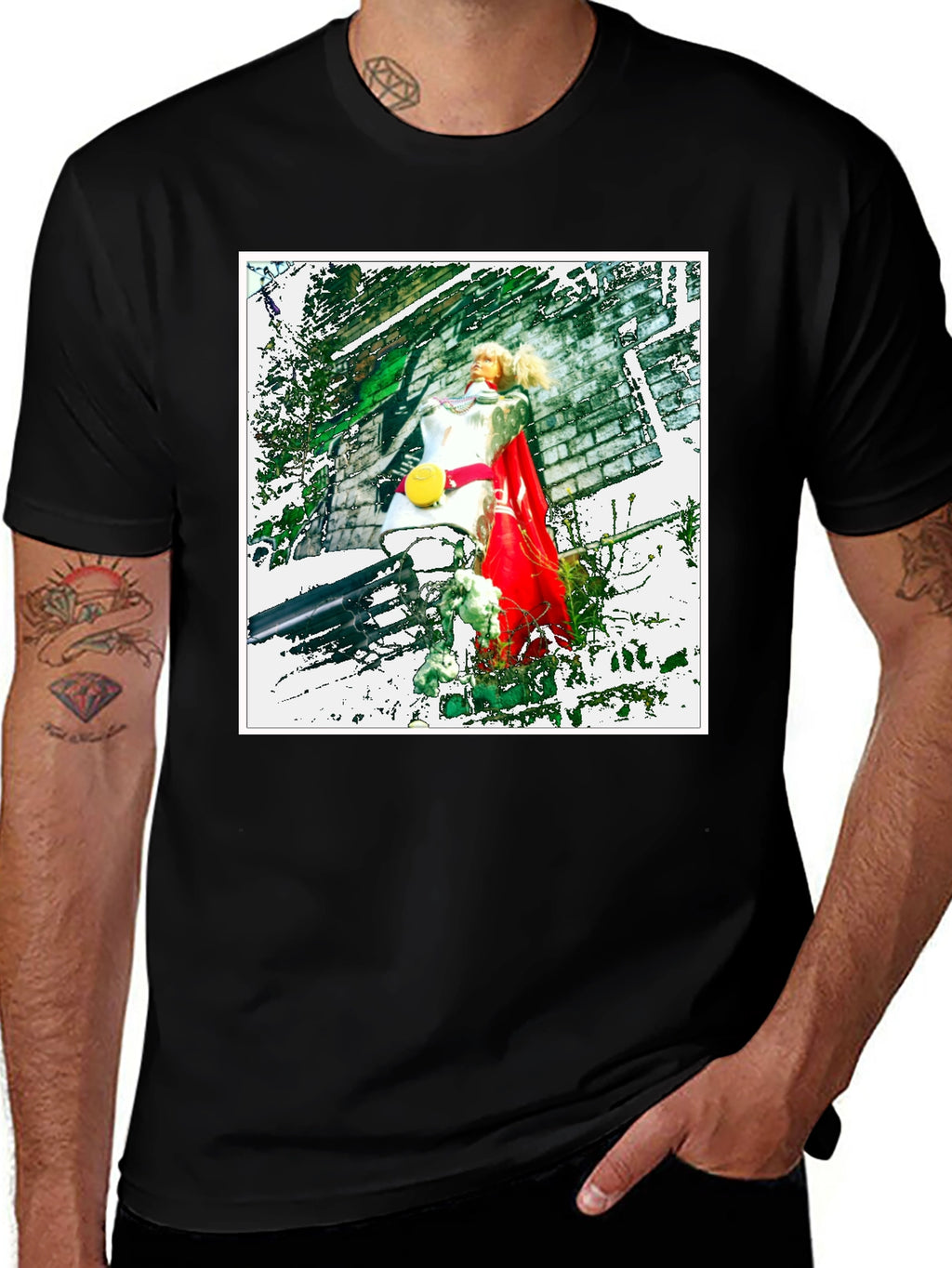 Black T-Shirt with Unique Artistic Print