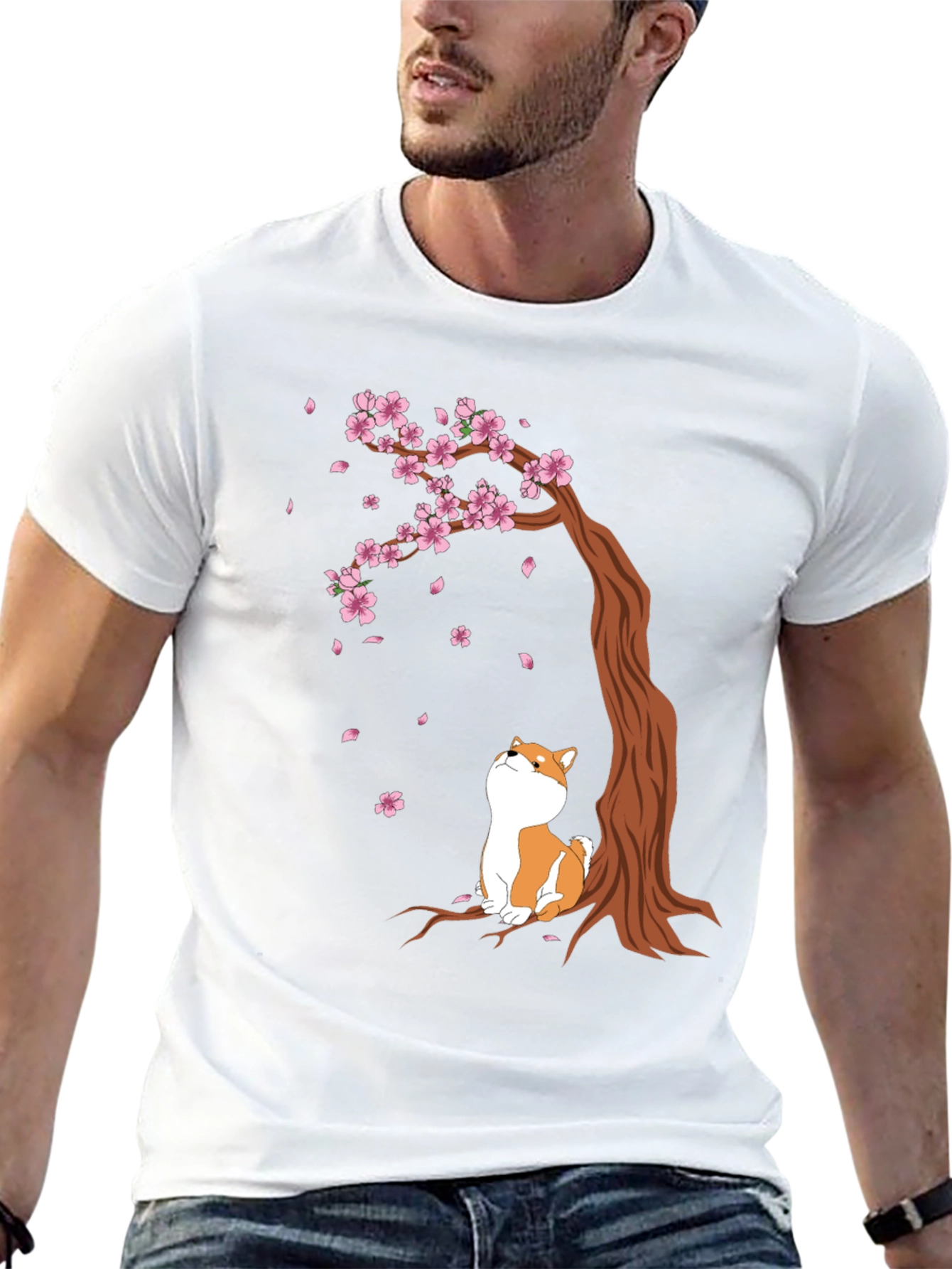 Shiba Inu Cherry Blossom Tree T-Shirt