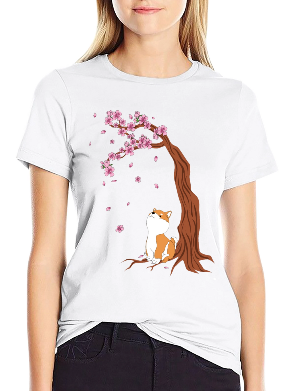 Shiba Inu Cherry Blossom Tree T-Shirt