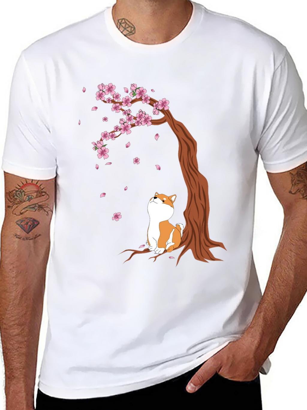Shiba Inu Cherry Blossom Tree T-Shirt