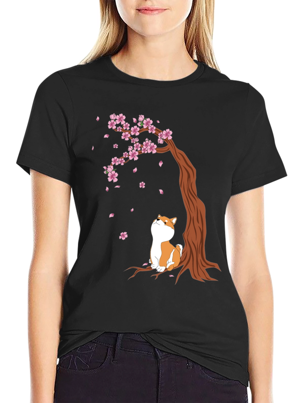 Shiba Inu Cherry Blossom Tree T-Shirt