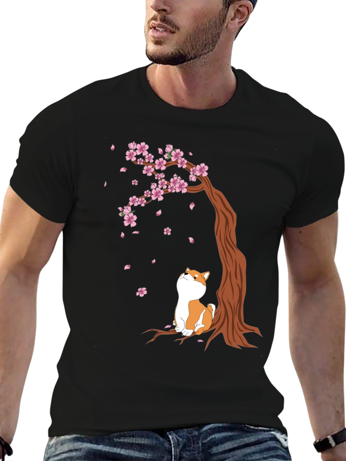 Shiba Inu Cherry Blossom Tree T-Shirt