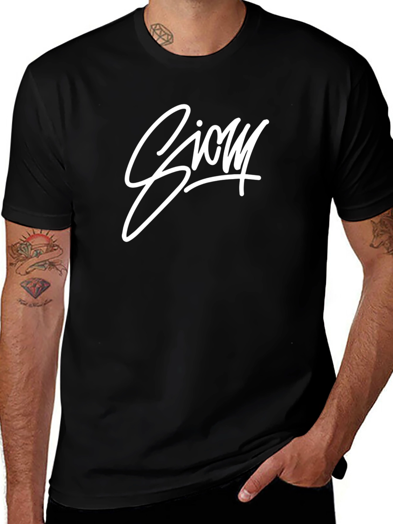 Stylish Black T-Shirt with White Glory Script Design