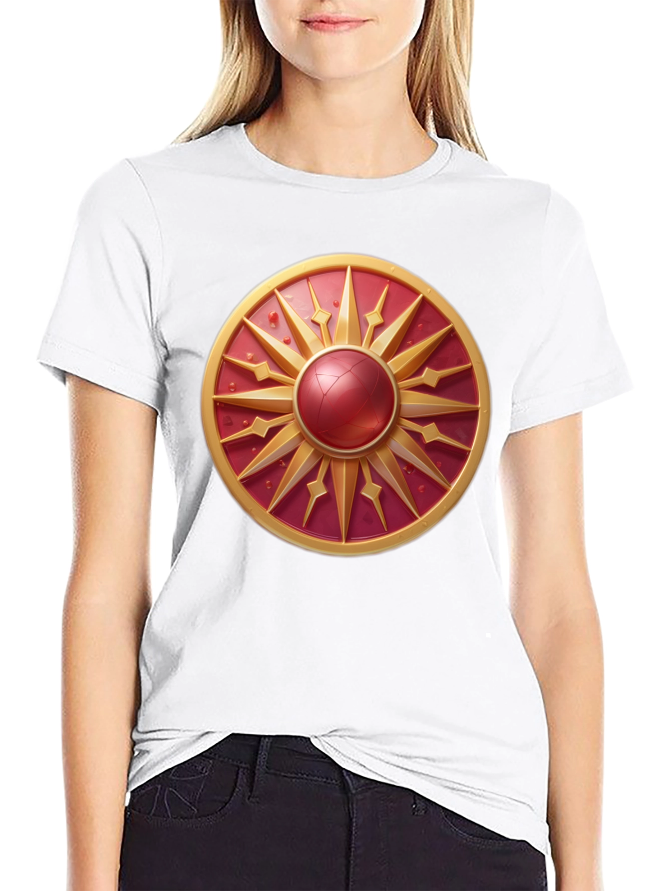 Sunburst Shield Graphic Tee - Bold Artistic Design
