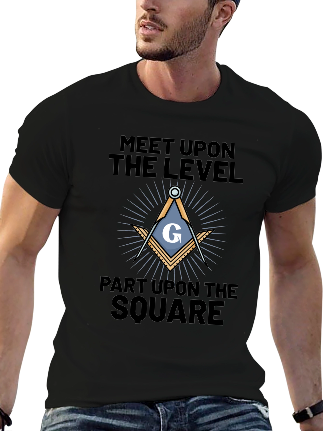Freemason Meet Upon the Level Black T-Shirt