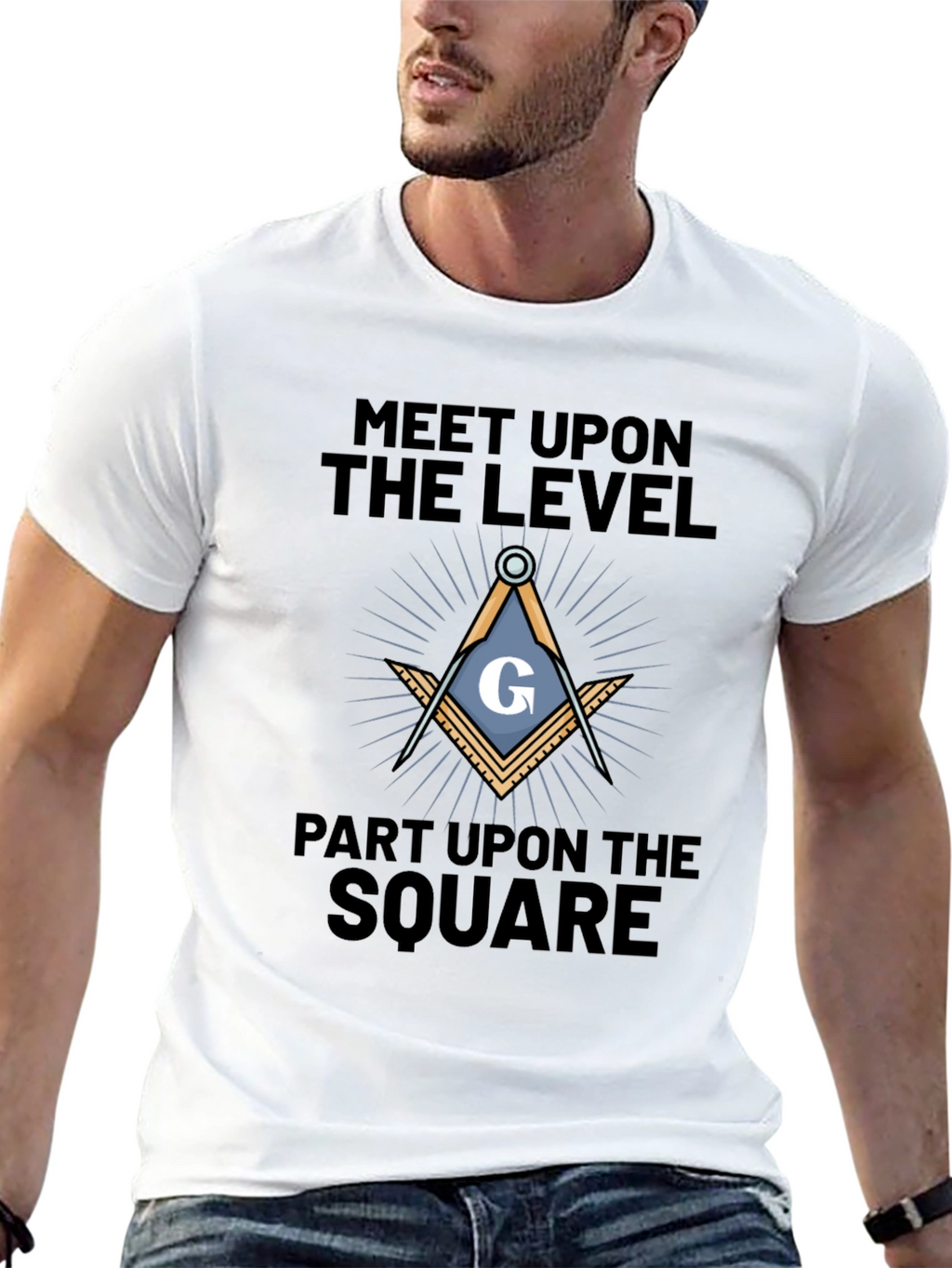 Freemason Meet Upon the Level Black T-Shirt