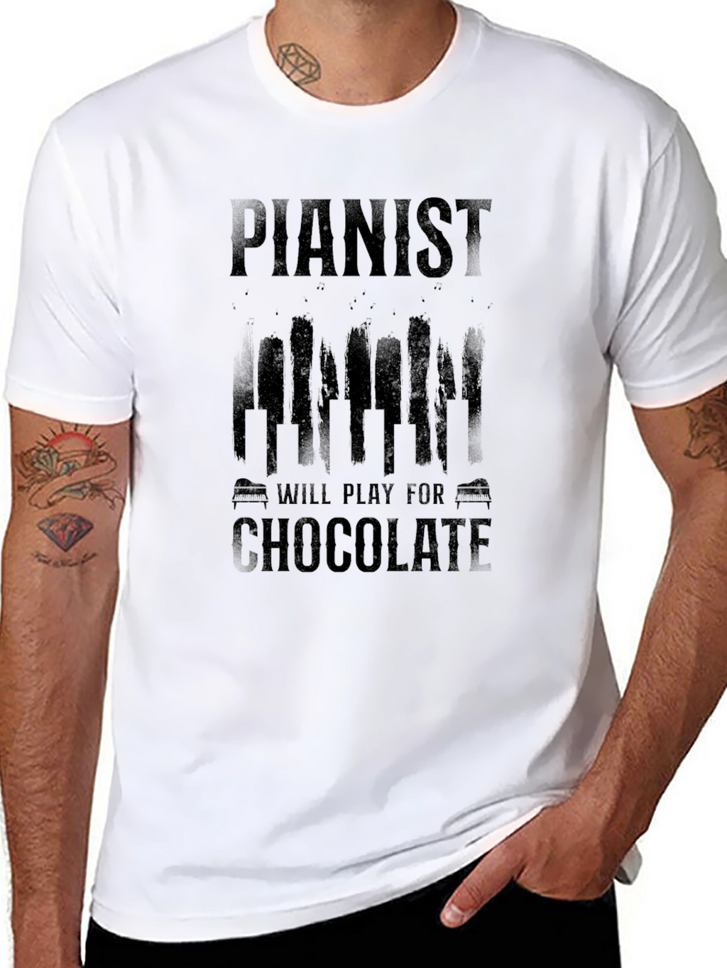 Pianist Will Play For Chocolate Black T-Shirt