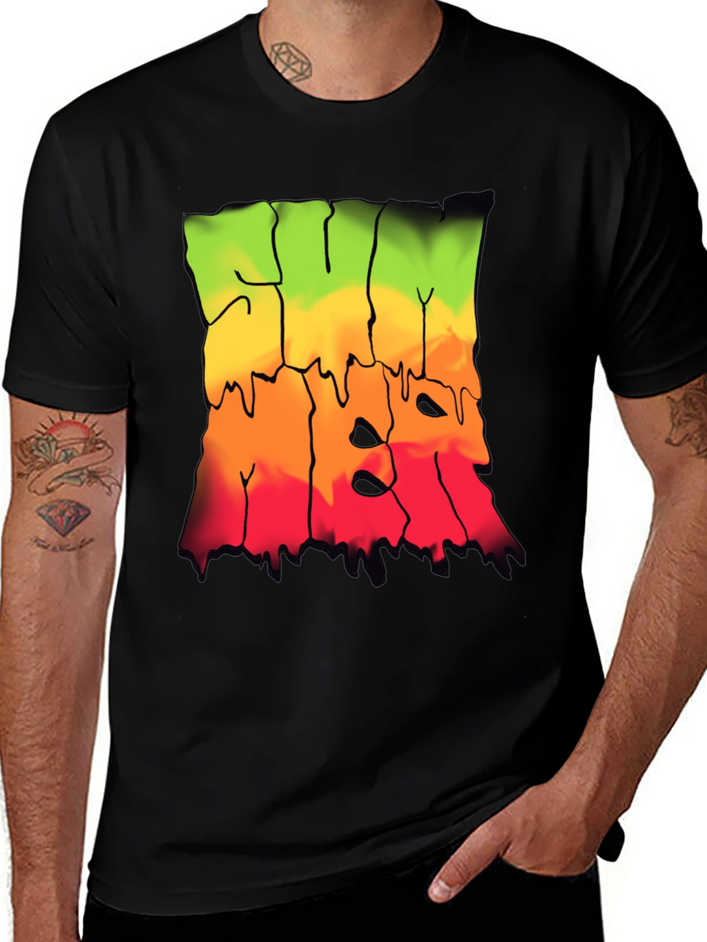Rasta Drip Graphic Tee - Cool Streetwear Shirt