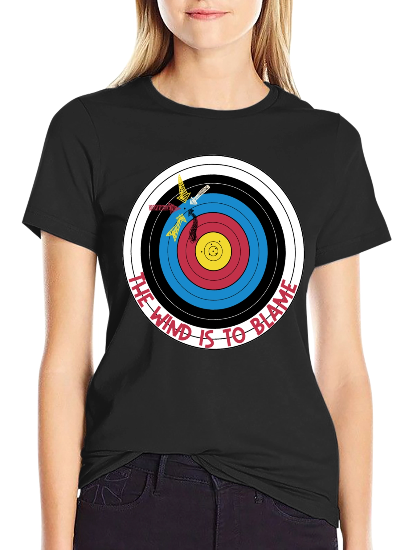 Archery Target Graphic T-Shirt - Funny Blame the Wind Tee