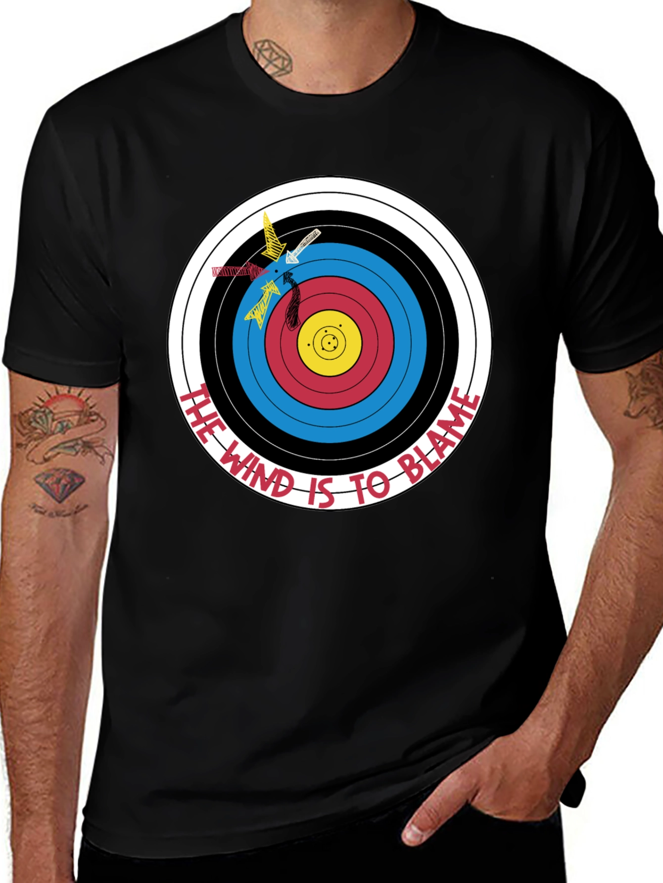 Archery Target Graphic T-Shirt - Funny Blame the Wind Tee