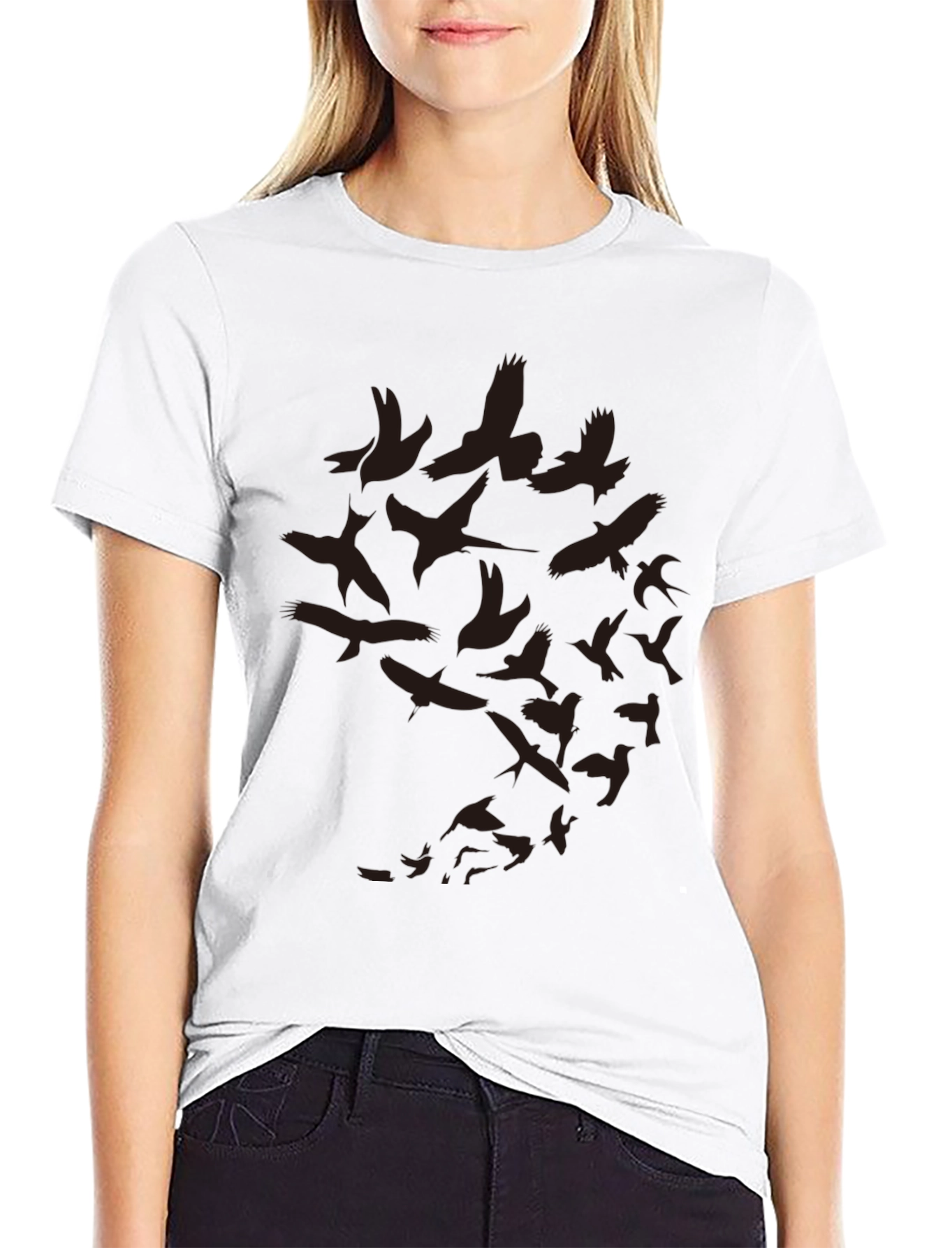 Mens Bird Print Crew Neck T-Shirt