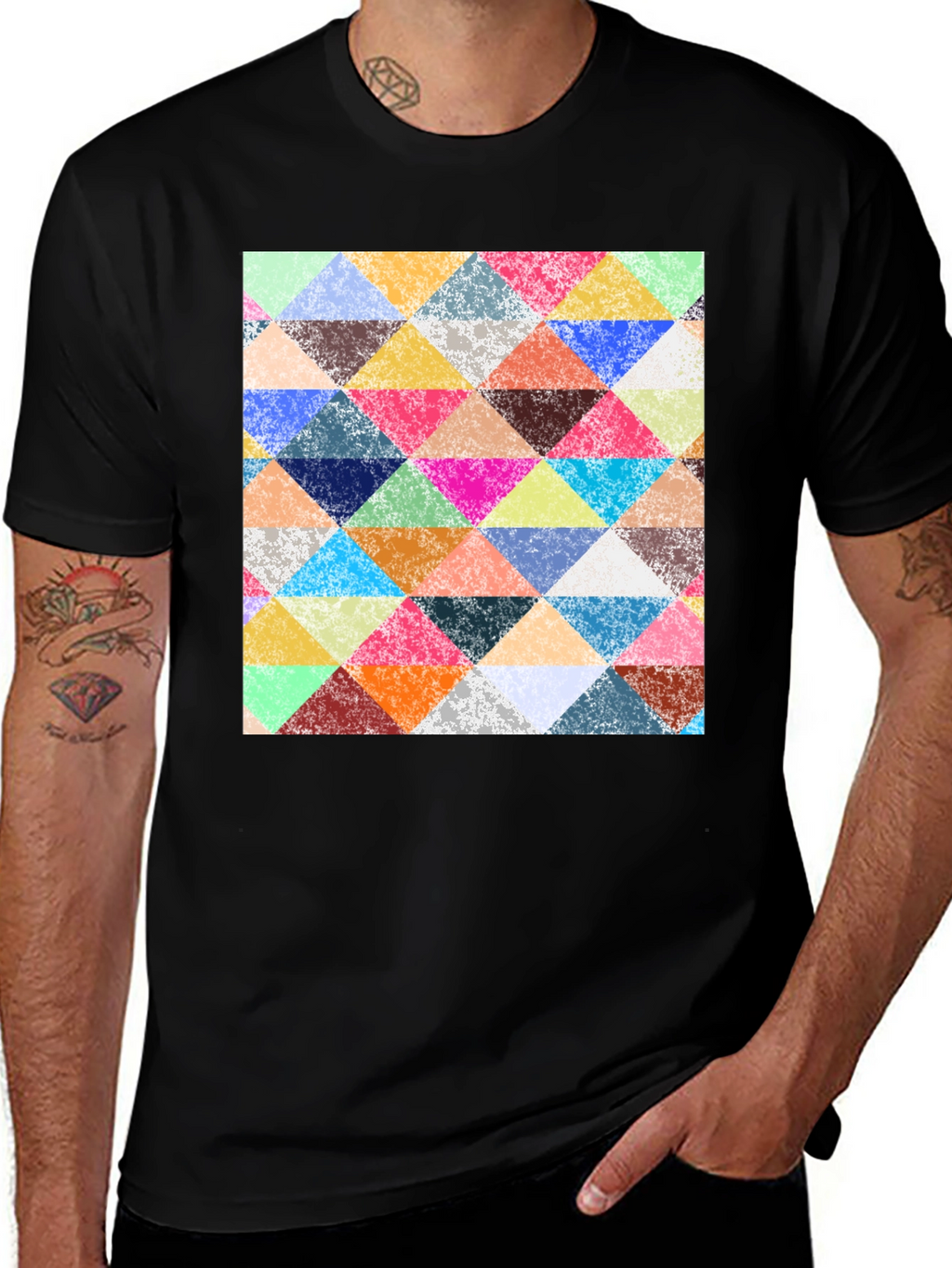 Triangular Mosaic Print T-Shirt